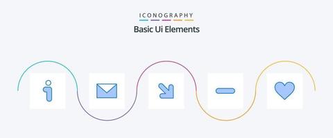 elementos básicos da interface do usuário pacote de ícones azuis 5, incluindo sinal. Ame. flecha. retirar. menos vetor