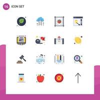Pacote de cores planas de 16 interfaces de usuário de sinais e símbolos modernos de design de ferramenta de cubo da web itinerante pacote editável de elementos de design de vetores criativos