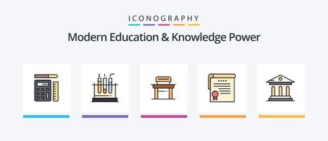 educação moderna e linha de energia de conhecimento cheia de 5 ícones, incluindo mouse. alfabeto. globo. básico. abc. design de ícones criativos vetor