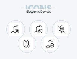 design de ícone do pacote de 5 ícones de linha de dispositivos. Apoio, suporte. fones de ouvido. hardware. mouse. engenhoca vetor