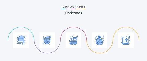 pacote de ícones de natal azul 5, incluindo natal. Bíblia. feriado. feriados. Natal vetor