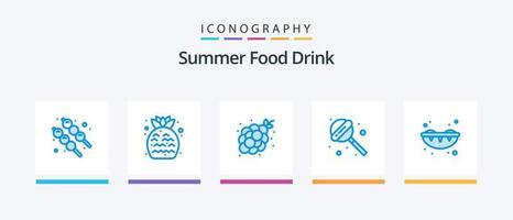 pacote de ícones de bebida de comida de verão azul 5, incluindo verão. Sushi. Comida. Comida. doce. design de ícones criativos vetor