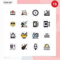 conjunto de 16 sinais de símbolos de ícones de interface do usuário modernos para a interface certa, copo, círculo, casamento, elementos de design de vetores criativos editáveis