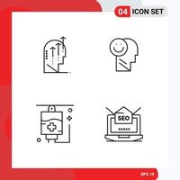 4 ícones criativos sinais modernos e símbolos de otimismo emocional inteligência feliz hospital elementos de design de vetores editáveis