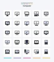 pacote de ícones preenchidos com 25 linhas de computador criativo, como dispositivo. computador. imac. computador portátil. dispositivo vetor