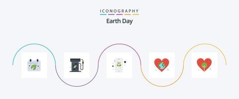 pacote de ícones do dia da terra plana 5, incluindo a terra. Ame. terra. mundo. terra vetor