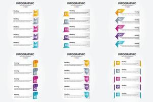 conjunto de design plano de infográficos de ilustração vetorial para folheto publicitário e revista vetor