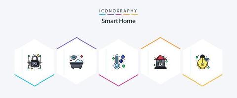 pacote de ícones de 25 linhas preenchidas para casa inteligente, incluindo smart. casa. banheira. ao controle. termômetro vetor