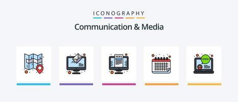 linha de comunicação e mídia cheia de 5 ícones, incluindo comunicação. viagem. cam. período de férias. Câmera. design de ícones criativos vetor