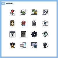 16 ícones criativos sinais modernos e símbolos de contrato de documento de desenvolvimento móvel de caixa elementos de design de vetores criativos editáveis