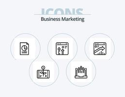 design de ícones do pacote de 5 ícones de linha de marketing de negócios. localização. bancário. seo. relatório. documento vetor