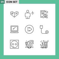 9 ícones criativos, sinais e símbolos modernos do imac avançado, encontre elementos de design de vetores editáveis de computador de dispositivo