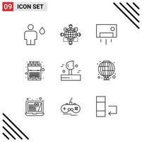 9 ícones criativos sinais modernos e símbolos de código casa de operação artificial elementos de design de vetores editáveis em casa