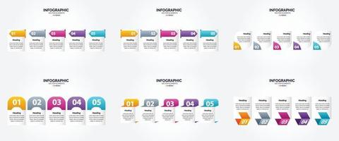 conjunto de design plano de infográficos de ilustração vetorial para folheto publicitário e revista vetor