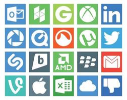20 pacotes de ícones de mídia social, incluindo email, gmail, utorrent, blackberry brightkite vetor