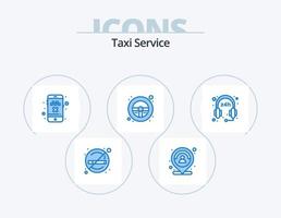 design de ícones do pacote de 5 ícones do serviço de táxi azul. horas. volante. pessoa. direção. transporte vetor