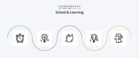 escola e pacote de ícones de linha 5 de aprendizagem, incluindo telefone. Móvel. Comida. lâmpada. linha vetor