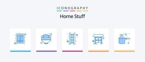 pacote de ícones de 5 itens de casa azul, incluindo cozinha. mobiliário. apartamento. tabela. mesa. design de ícones criativos vetor
