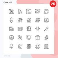 pacote de interface do usuário de 25 linhas básicas de impressão de esboço emirados árabes unidos imprimir documento editável elementos de design vetorial vetor