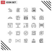 25 ícones criativos sinais modernos e símbolos de faca recursos trimestrais alimentos financeiros editáveis elementos de design vetorial
