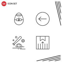 4 ícones criativos, sinais e símbolos modernos de bola de presente, tampa esquerda da páscoa, elementos de design de vetores editáveis