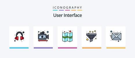 linha de interface do usuário cheia de 5 ícones incluindo . rede. voz. microfone. design de ícones criativos vetor
