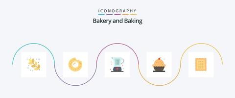 pacote de ícones plano 5 de cozimento, incluindo cozimento. torta. culinária. sobremesa. bolo vetor