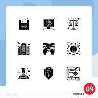 conjunto de 9 sinais de símbolos de ícones de interface do usuário modernos para elementos de design de vetores editáveis de escritório de trabalho tipo equilíbrio de cidade