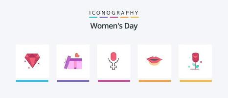pacote de ícones plana 5 do dia das mulheres, incluindo garota. dia. mulheres. mulheres. registro. design de ícones criativos vetor