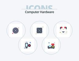 design de ícone plano de pacote de 5 ícones de hardware de computador. . fone de ouvido. disco. hardware. fornecem vetor