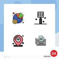 4 ícones criativos, sinais e símbolos modernos de gráficos, internet das coisas, bebida, cozinha, wi-fi, elementos de design de vetores editáveis