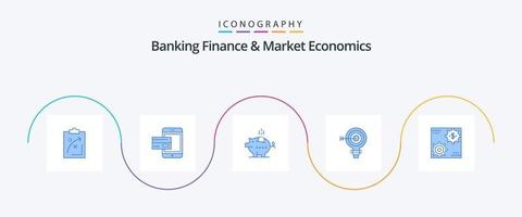 pacote de ícones azul 5 de finanças bancárias e economia de mercado, incluindo piggy. cofrinho. banco. Smartphone. Móvel vetor