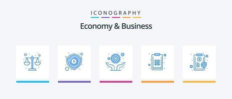 pacote de ícones de economia e negócios azul 5, incluindo clipe. desenvolvimento. estratégia. gestão. design de ícones criativos vetor