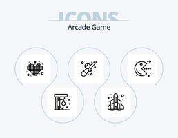 Arcade line icon pack 5 design de ícone. Presente. jogos. videogames. dados. lazer vetor