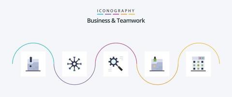 pacote de ícones plana de 5 negócios e trabalho em equipe, incluindo tecnologia. dados. trabalho em equipe. o negócio. eficaz vetor