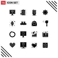 conjunto de 16 sinais de símbolos de ícones de interface do usuário modernos para decoração de relógio islâmico islamismo elementos de design de vetores editáveis de casamento
