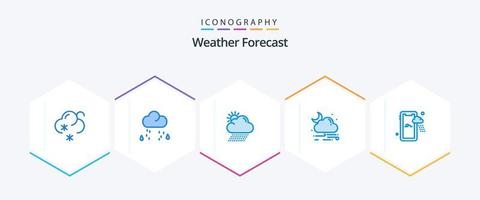 pacote de ícones azuis do clima 25, incluindo clima. Móvel. chuva. clima. nuvem vetor