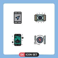 4 ícones criativos sinais modernos e símbolos de móveis de serviço de entretenimento móvel elementos de design de vetores editáveis móveis