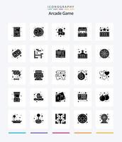 pacote de ícones preto sólido de 25 glifos de arcade criativo, como diversão. Toque. cubos. jogos. bilheteria vetor