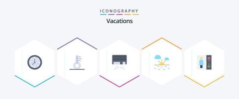 pacote de ícones planos de 25 férias, incluindo . levantar. ar. grupo. clima vetor