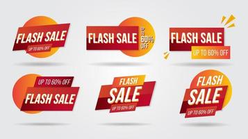 banner de coleção de etiqueta de desconto de venda flash e cantos de ícones vetor