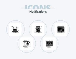 pacote de ícones de glifos de notificações 5 design de ícones. calendário. Smartphone. tela. notificação. serviço vetor