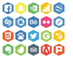 20 pacotes de ícones de mídia social, incluindo evernote groupon flickr tweet baidu vetor