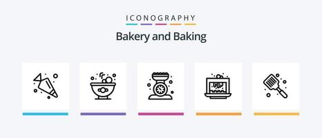 Baking Line 5 Icon Pack incluindo Cupsakes. culinária. sobremesa. cozimento. Tempo. design de ícones criativos vetor