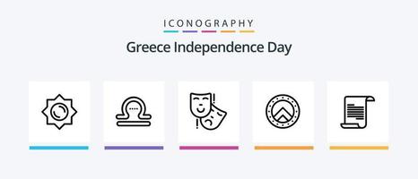 Pacote de ícones da linha 5 do Dia da Independência da Grécia, incluindo construção. persona. cultura. máscaras. nação. design de ícones criativos vetor