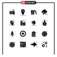 16 ícones criativos sinais e símbolos modernos de homossexualidade, gênero, lixo, feminismo, nuvem, elementos de design de vetores editáveis