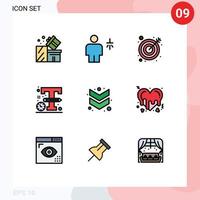 9 ícones criativos sinais modernos e símbolos de logotipo de chuveiro de esboço de seta elementos de design de vetores editáveis