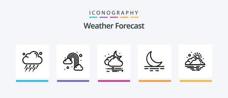 pacote de ícones da linha 5 do tempo, incluindo o dia. nuvem. vento. ensolarado. dia. design de ícones criativos vetor