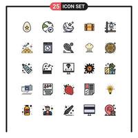 conjunto de 25 ícones de interface do usuário modernos, símbolos, sinais para documentos, pasta de pesquisa de negócios, noite, elementos de design de vetores editáveis