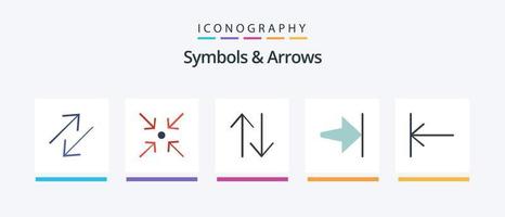símbolos e setas flat 5 icon pack incluindo . parte de cima. começar. flecha. design de ícones criativos vetor